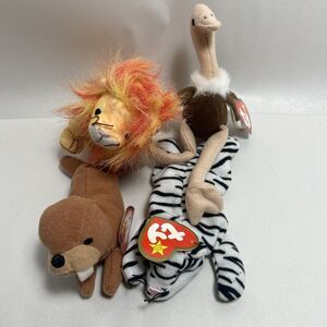 TY Teenie Beanie Babies 1993 McDonalds Promo With Tags Lot of 4 Zoo Animals